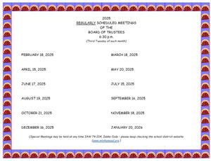 2025 School Board Calendar